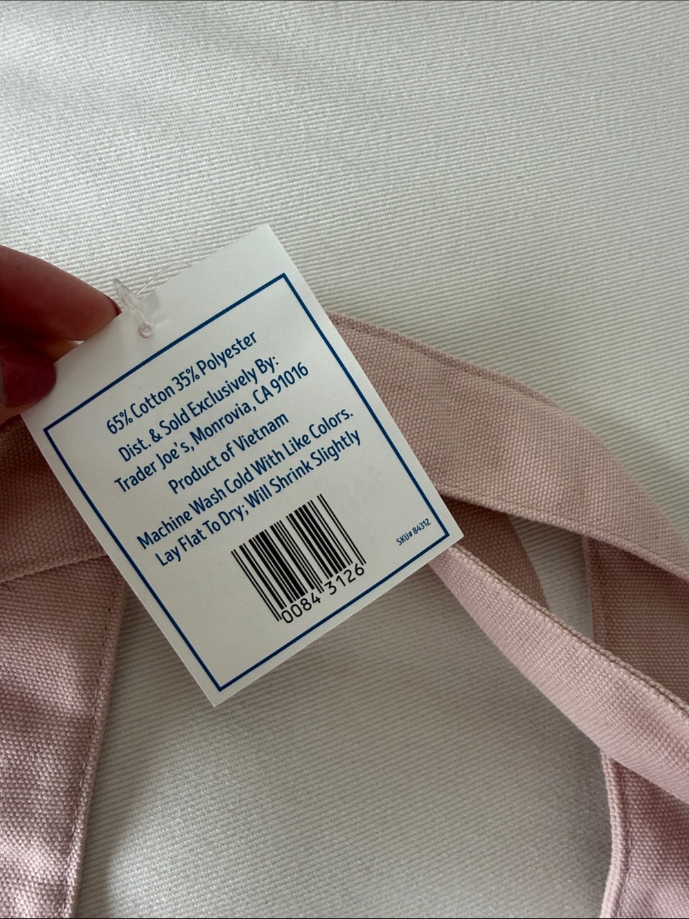Trader Joe's Pink Canvas Tote Bag with Contrast Trim - Picture 5 of 6